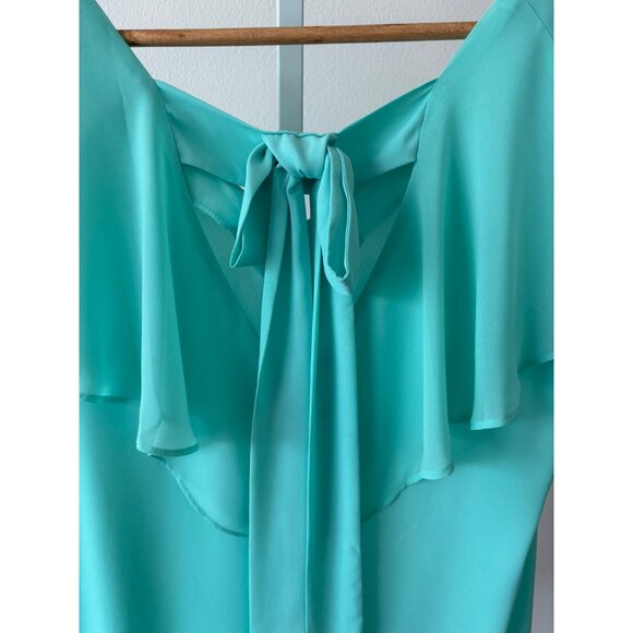 Flutter Sleeve Top Large Mint Green V-Neck Back Tie Coquette Preppy Soft Girl - Picture 13 of 13